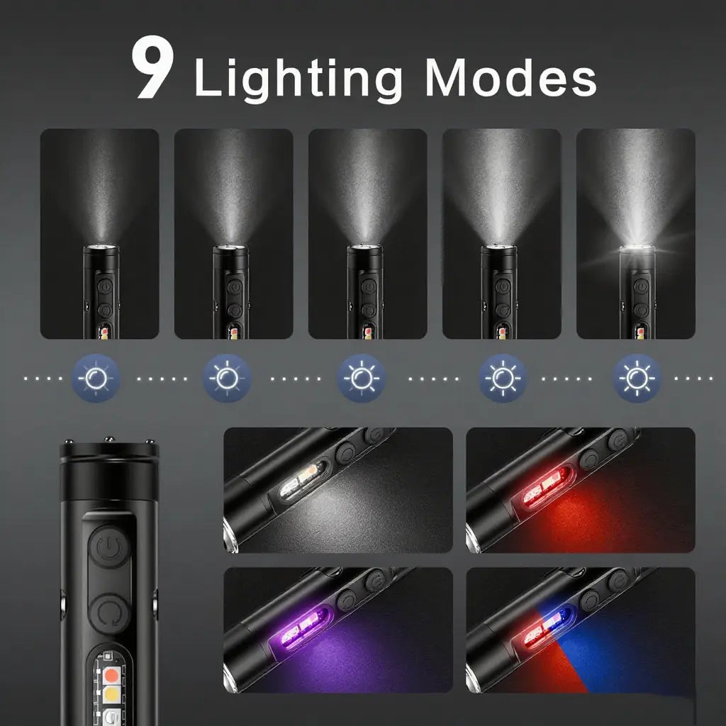 š§K2 Mini Keychain EDC Flashlight | 500LM USBāC Torch with Emergency Fire Starter & Window Breaker