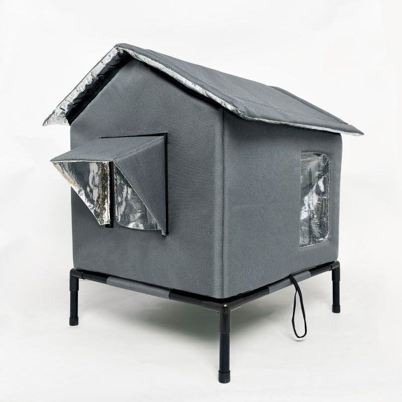 ⏰ LIMITED TIME 50% OFF! 🐈 All-Weather Elevated Outdoor Cat House – Waterproof Oxford Cloth, Thermal Aluminum Lining & Foldable Design 🌧️