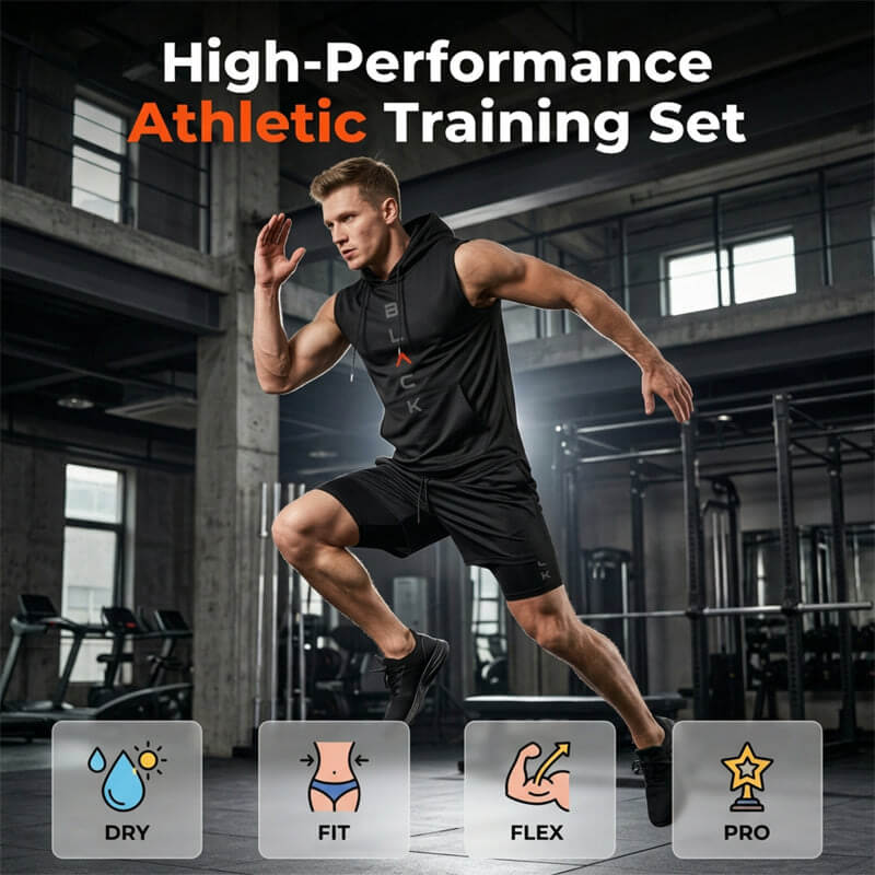 🏋️‍50% OFF NOW! 💪 Men’s Sleeveless Hoodie & Shorts Set – Athletic & Casual Fit – Breathable & Quick-Dry 🏋️‍♂️