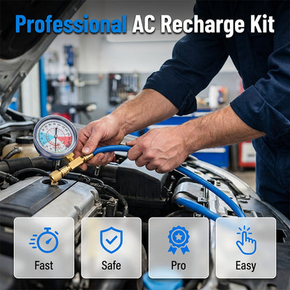 Professional R134a AC Recharge Kit with 350 PSI Gauge