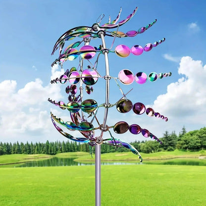 3D Kinetic Wind Spinner Sculpture – Dual-Tier Metal Garden Art