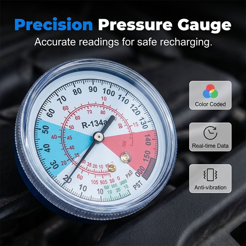 Professional R134a AC Recharge Kit with 350 PSI Gauge