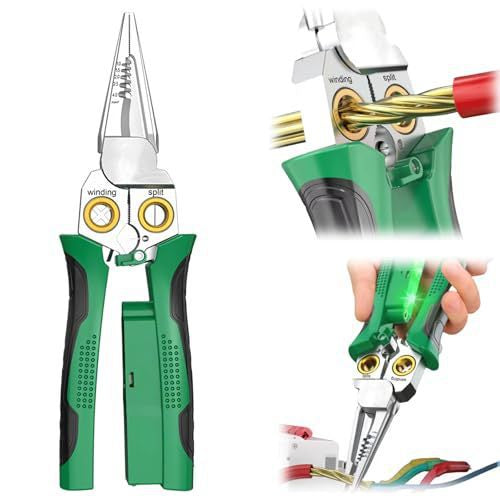 📢📢50% OFF !!  8-in-1 Stainless Steel Wire Stripping Pliers with Anti-Slip Grip, Multi-Function Wire Stripper with Test Pen, Electrician's Pliers