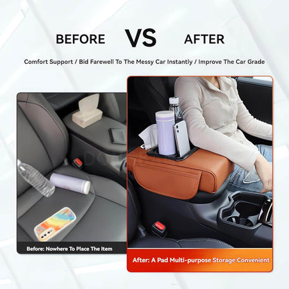 4-in-1 Premium Car Armrest Cushion with Integrated Storage & Dual Cup Holders