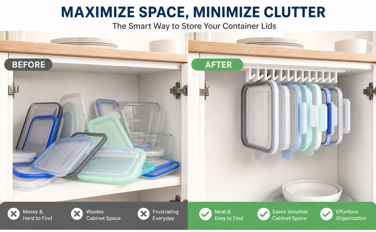 Primt 10-Slot Food Container Lid Organizer – Space-Saving Cabinet Storage