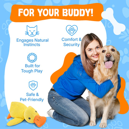 Durable Duck | The Anxiety-Relief Toy Dogs Can’t Destroy Green circle with a white check mark in the center Tire Out High-Energy Dogs, Indoo