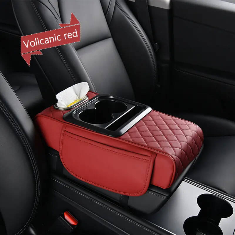 4-in-1 Premium Car Armrest Cushion with Integrated Storage & Dual Cup Holders