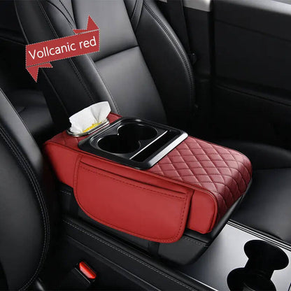 4-in-1 Premium Car Armrest Cushion with Integrated Storage & Dual Cup Holders