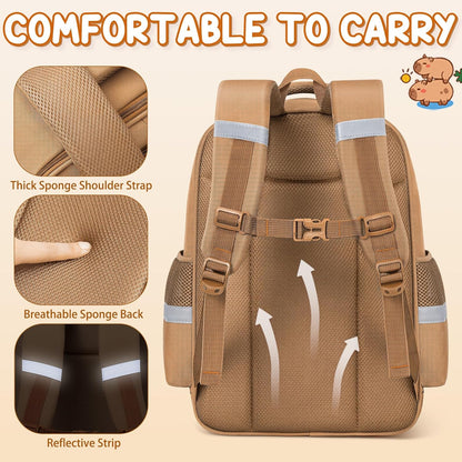 Capybara Kids Backpack with Pencil Case, Stickers & Keychain Ages 6–12