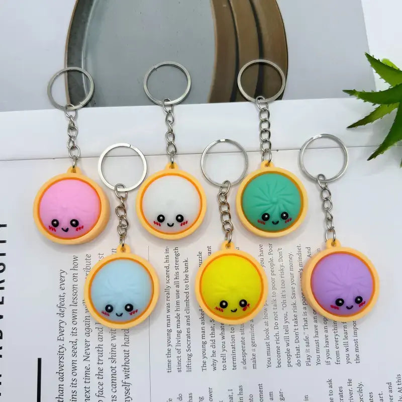 Squeeze Away Stress with the Light-Up Dumpling Fidget Keychain! (6-pack)