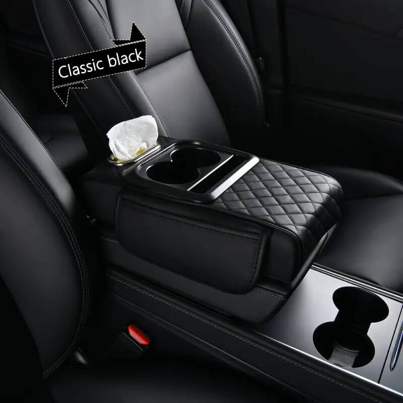 4-in-1 Premium Car Armrest Cushion with Integrated Storage & Dual Cup Holders