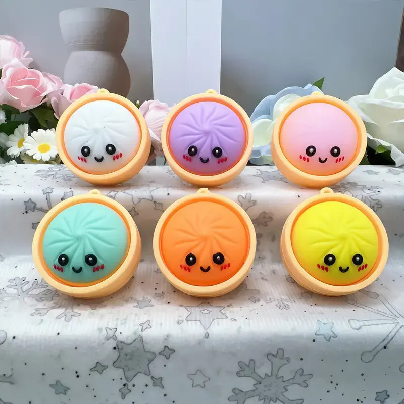 Squeeze Away Stress with the Light-Up Dumpling Fidget Keychain! (6-pack)