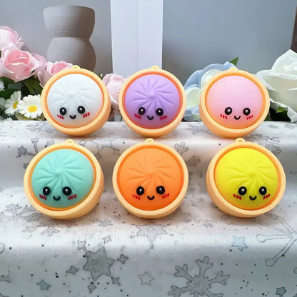 Squeeze Away Stress with the Light-Up Dumpling Fidget Keychain! (6-pack)