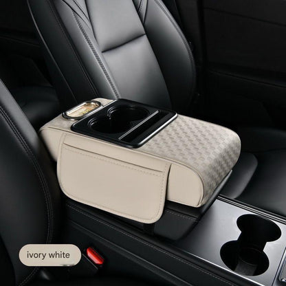 4-in-1 Premium Car Armrest Cushion with Integrated Storage & Dual Cup Holders