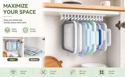 Primt 10-Slot Food Container Lid Organizer – Space-Saving Cabinet Storage