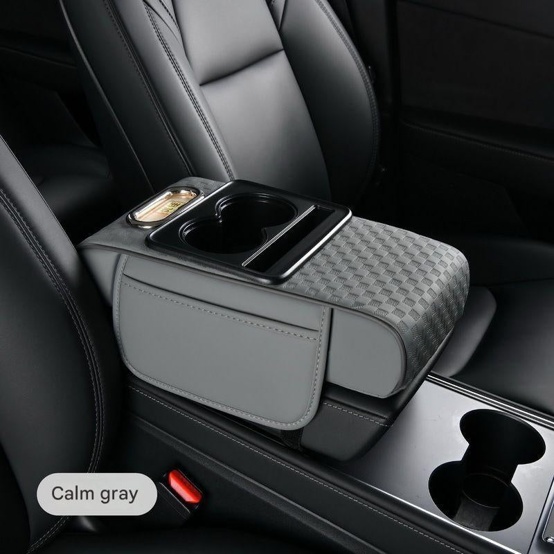 4-in-1 Premium Car Armrest Cushion with Integrated Storage & Dual Cup Holders