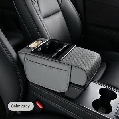 4-in-1 Premium Car Armrest Cushion with Integrated Storage & Dual Cup Holders