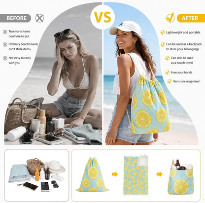 🏖️🏊‍♀️2‑in‑1 Convertible Beach Towel & Drawstring Backpack