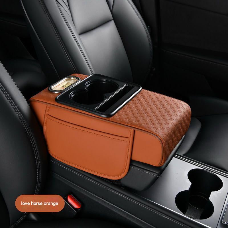 4-in-1 Premium Car Armrest Cushion with Integrated Storage & Dual Cup Holders