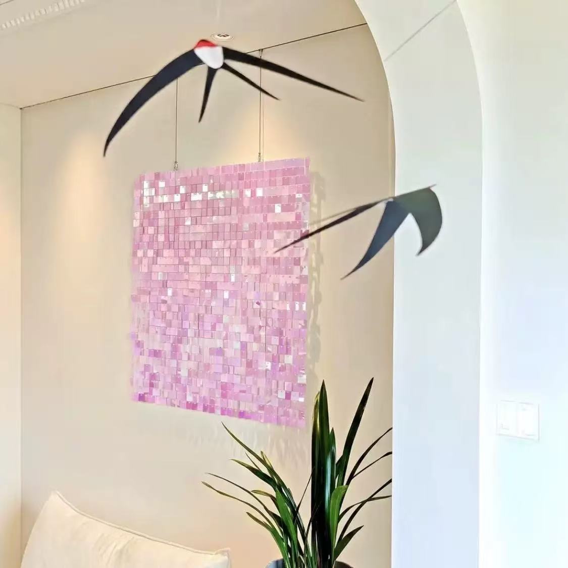 DIY Wind-Driven Sequin Panel Wall Decor | Shimmering Light Art for Home & Events