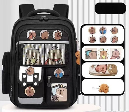 Capybara Kids Backpack with Pencil Case, Stickers & Keychain Ages 6–12