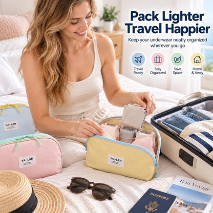 Primt 3 in 1 Travel Underwear Organizer Lingerie Bag Bra Panties Socks Storage
