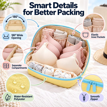 Primt 3 in 1 Travel Underwear Organizer Lingerie Bag Bra Panties Socks Storage