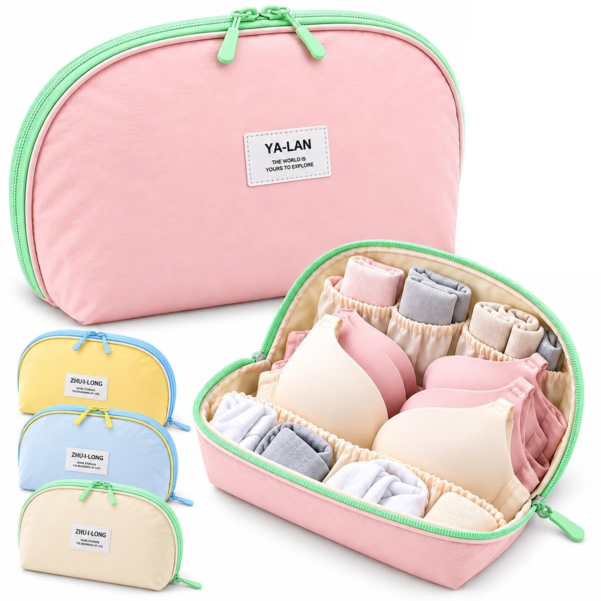 Primt 3 in 1 Travel Underwear Organizer Lingerie Bag Bra Panties Socks Storage