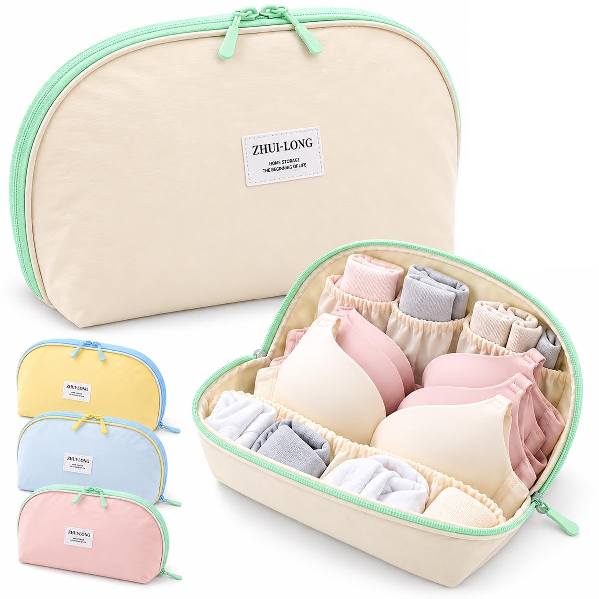 Primt 3 in 1 Travel Underwear Organizer Lingerie Bag Bra Panties Socks Storage