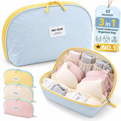 Primt 3 in 1 Travel Underwear Organizer Lingerie Bag Bra Panties Socks Storage