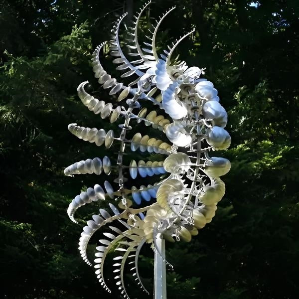 3D Kinetic Wind Spinner Sculpture – Dual-Tier Metal Garden Art