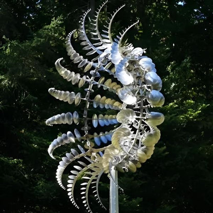 3D Kinetic Wind Spinner Sculpture – Dual-Tier Metal Garden Art