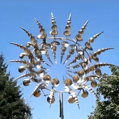 3D Kinetic Wind Spinner Sculpture – Dual-Tier Metal Garden Art