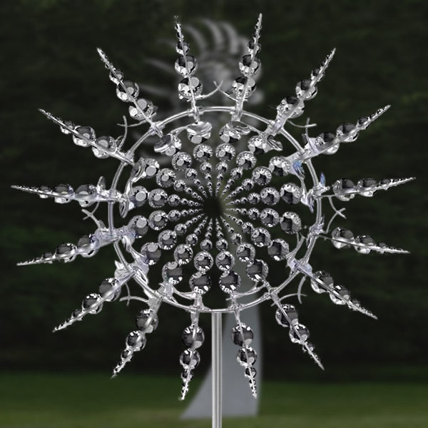 3D Kinetic Wind Spinner Sculpture – Dual-Tier Metal Garden Art