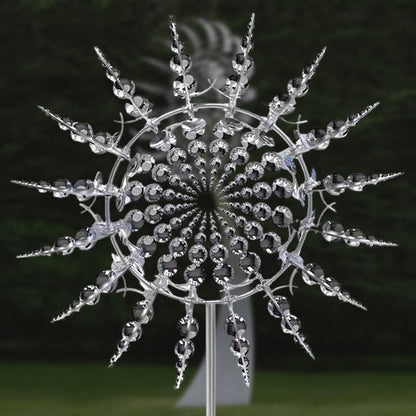 3D Kinetic Wind Spinner Sculpture – Dual-Tier Metal Garden Art