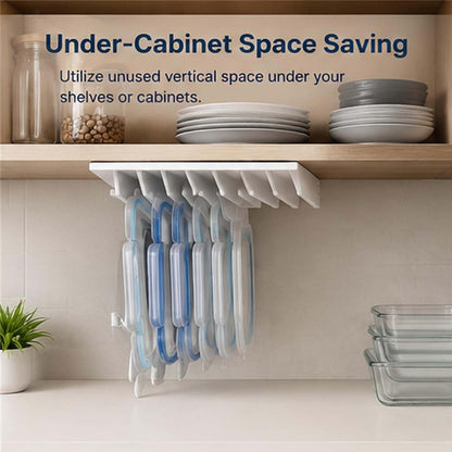 Primt 10-Slot Food Container Lid Organizer – Space-Saving Cabinet Storage