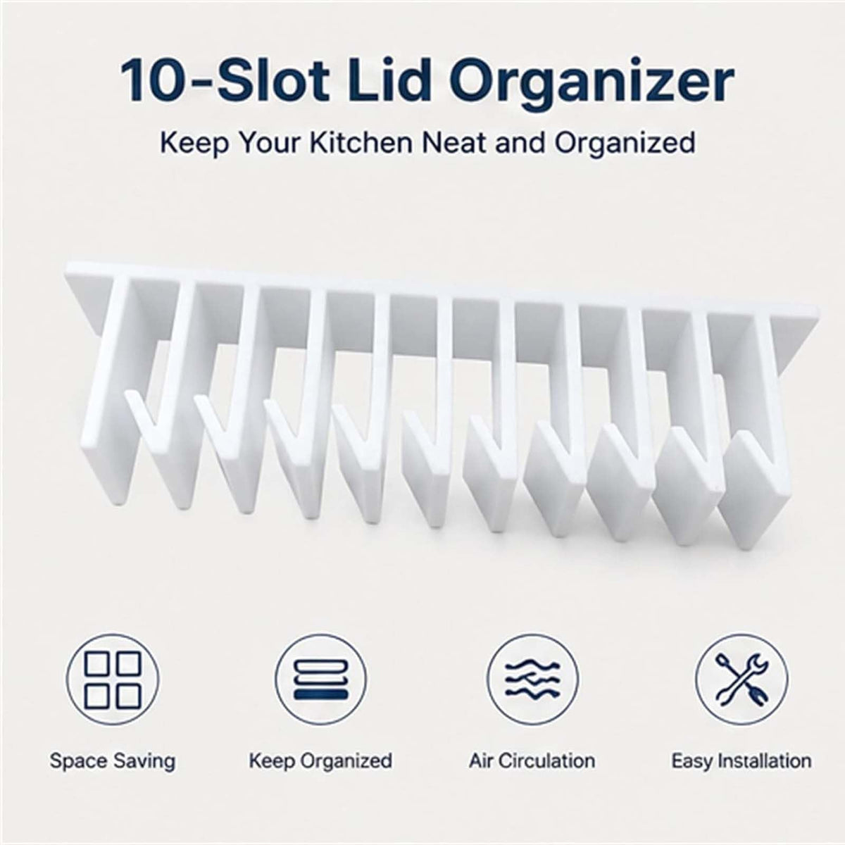 Primt 10-Slot Food Container Lid Organizer – Space-Saving Cabinet Storage