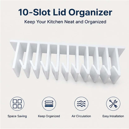 Primt 10-Slot Food Container Lid Organizer – Space-Saving Cabinet Storage