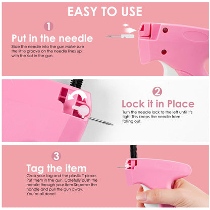 Handheld Stitch Gun | Quick Clothing Fixer (5 needles + 1,000 black & white fasteners + 1,000 colored fasteners)