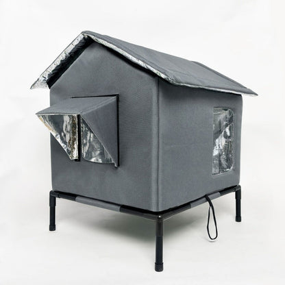 ⏰ LIMITED TIME 50% OFF! 🐈 All-Weather Elevated Outdoor Cat House – Waterproof Oxford Cloth, Thermal Aluminum Lining & Foldable Design 🌧️